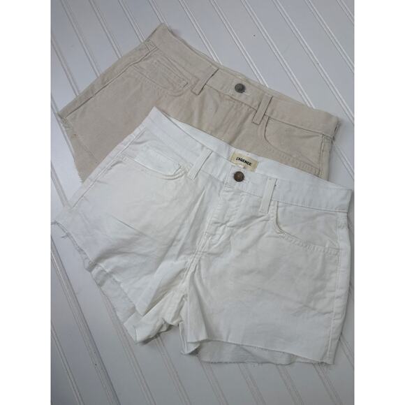 NWOT L’AGENCE Shorts - Tan & White Mid Rise Denim Raw Hem Cut Off - Bundle Sz 25 - Picture 1 of 12